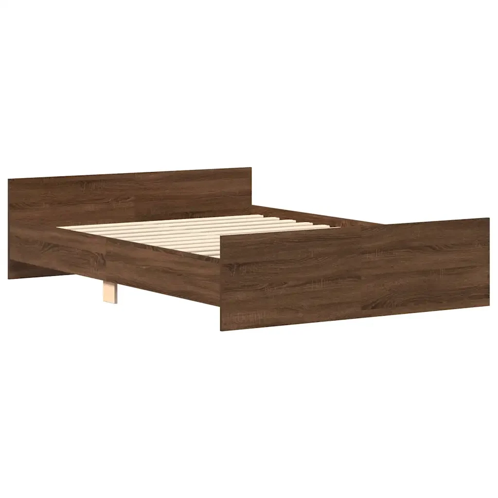 Letto matrimoniale | Letto per adulti | Giroletto con Testiera e Pediera Rovere Marrone 140x200 cm - Image 4