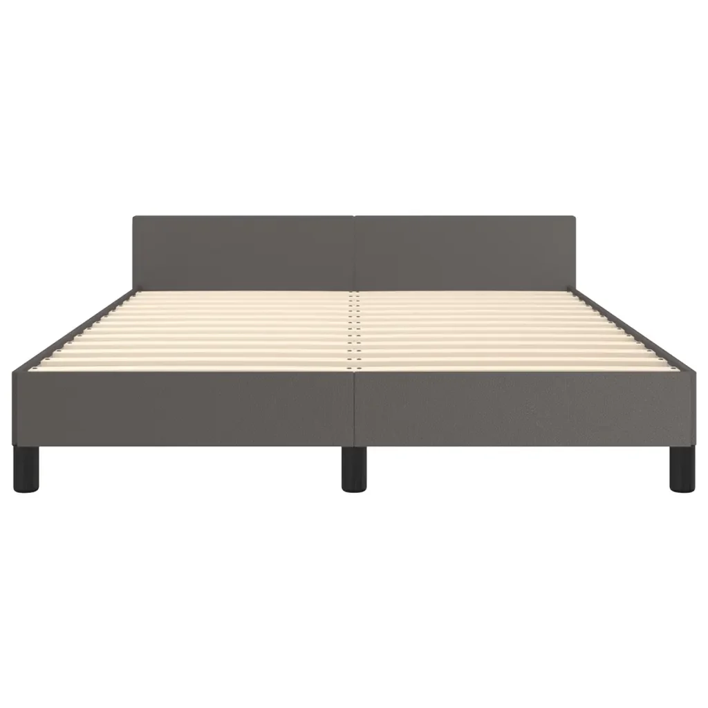 Letto matrimoniale | Letto per adulti | Giroletto con Testiera Grigio 140x200 cm in Similpelle - Image 6