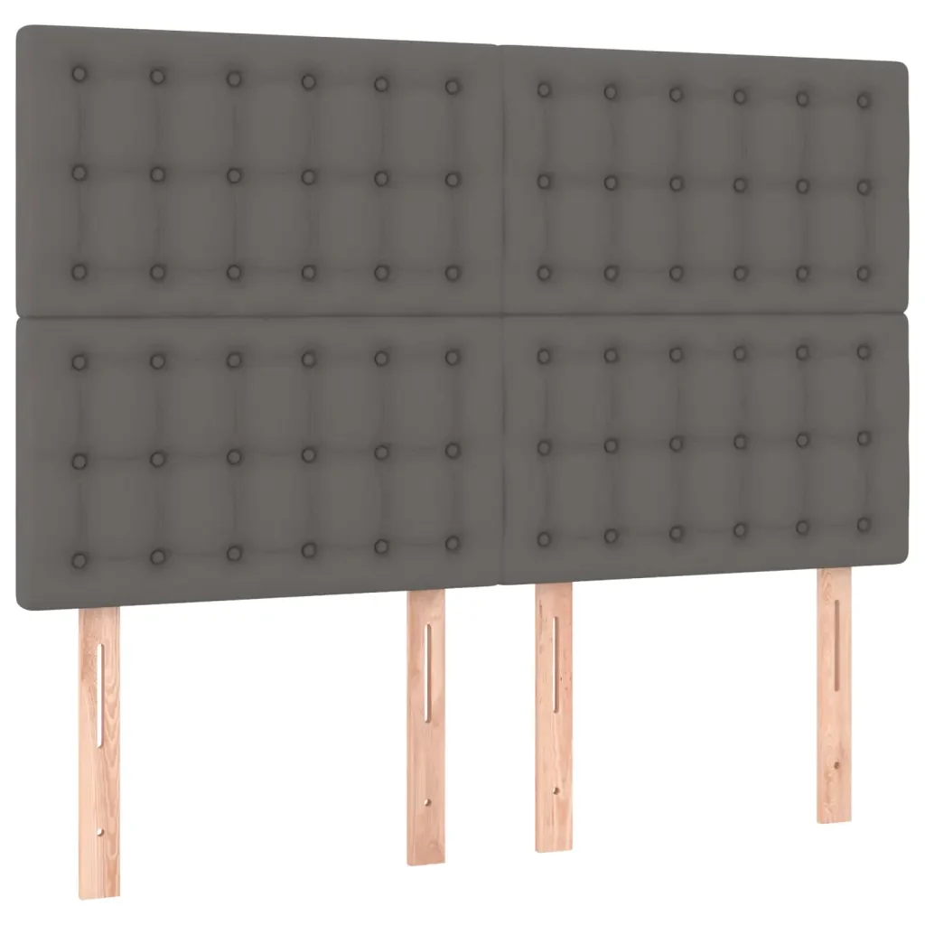 Letto matrimoniale | Letto per adulti | Giroletto con Testiera Grigio 140x200 cm in Similpelle - Image 9