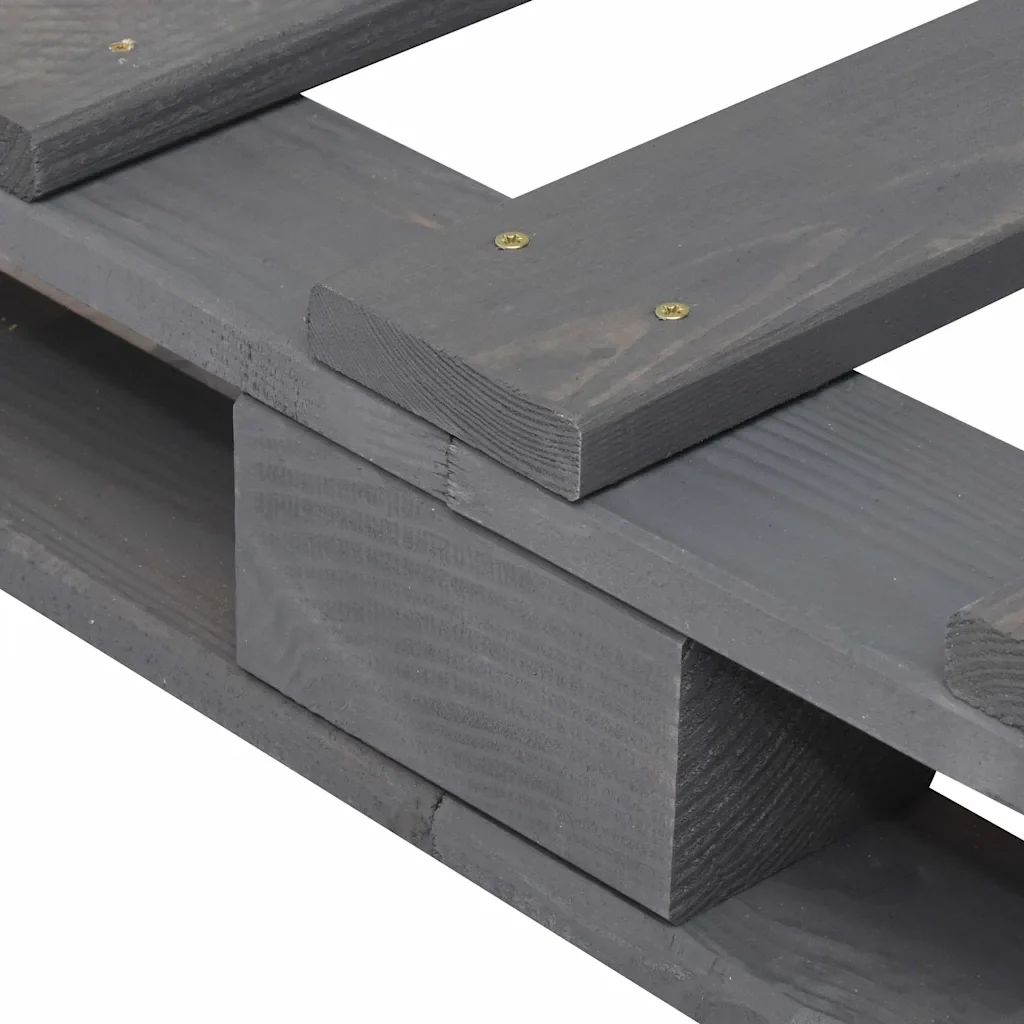 Letto matrimoniale | Letto per adulti | Giroletto con Testiera Grigio 140x200 cm Legno Massello di Pino - Image 10