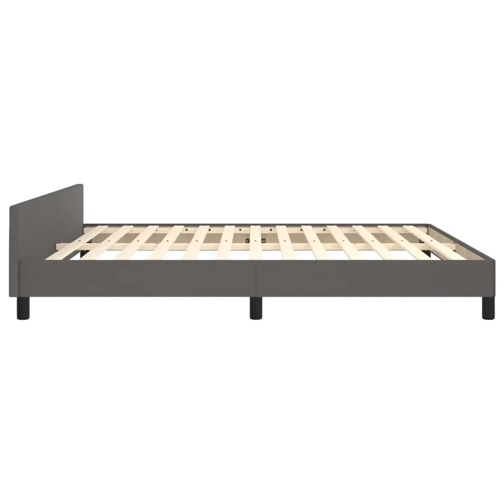 Letto matrimoniale | Letto per adulti | Giroletto con Testiera Grigio 160x200 cm in Similpelle - Image 7