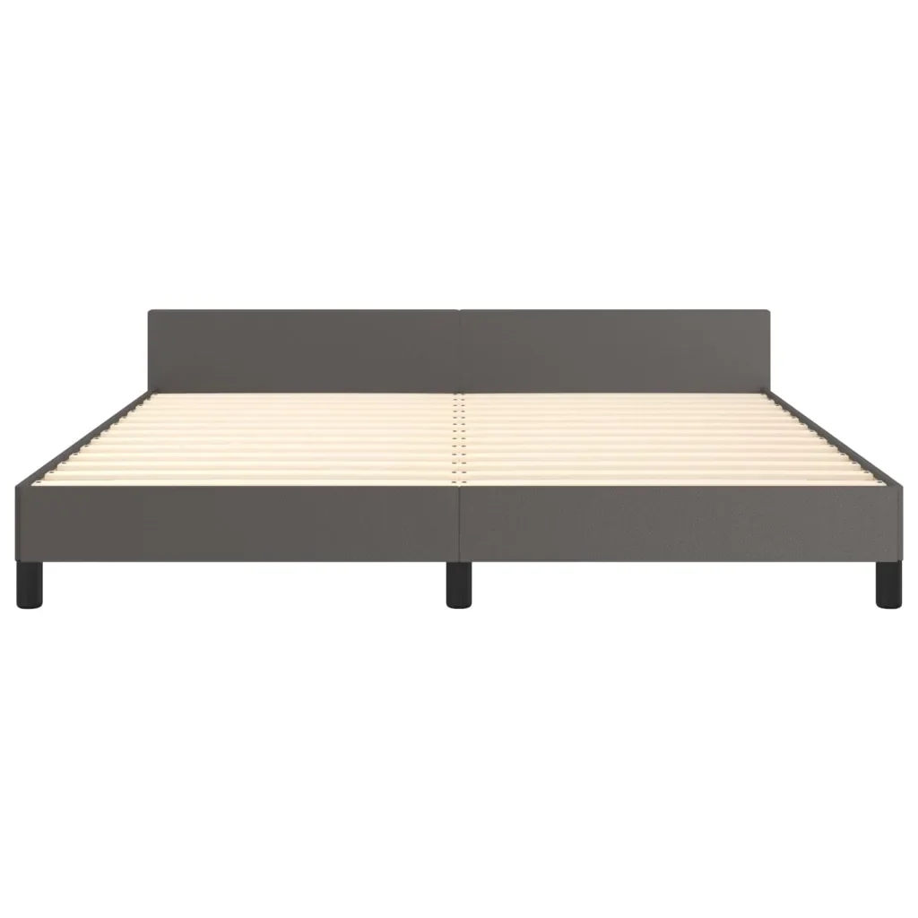 Letto matrimoniale | Letto per adulti | Giroletto con Testiera Grigio 160x200 cm in Similpelle - Image 6