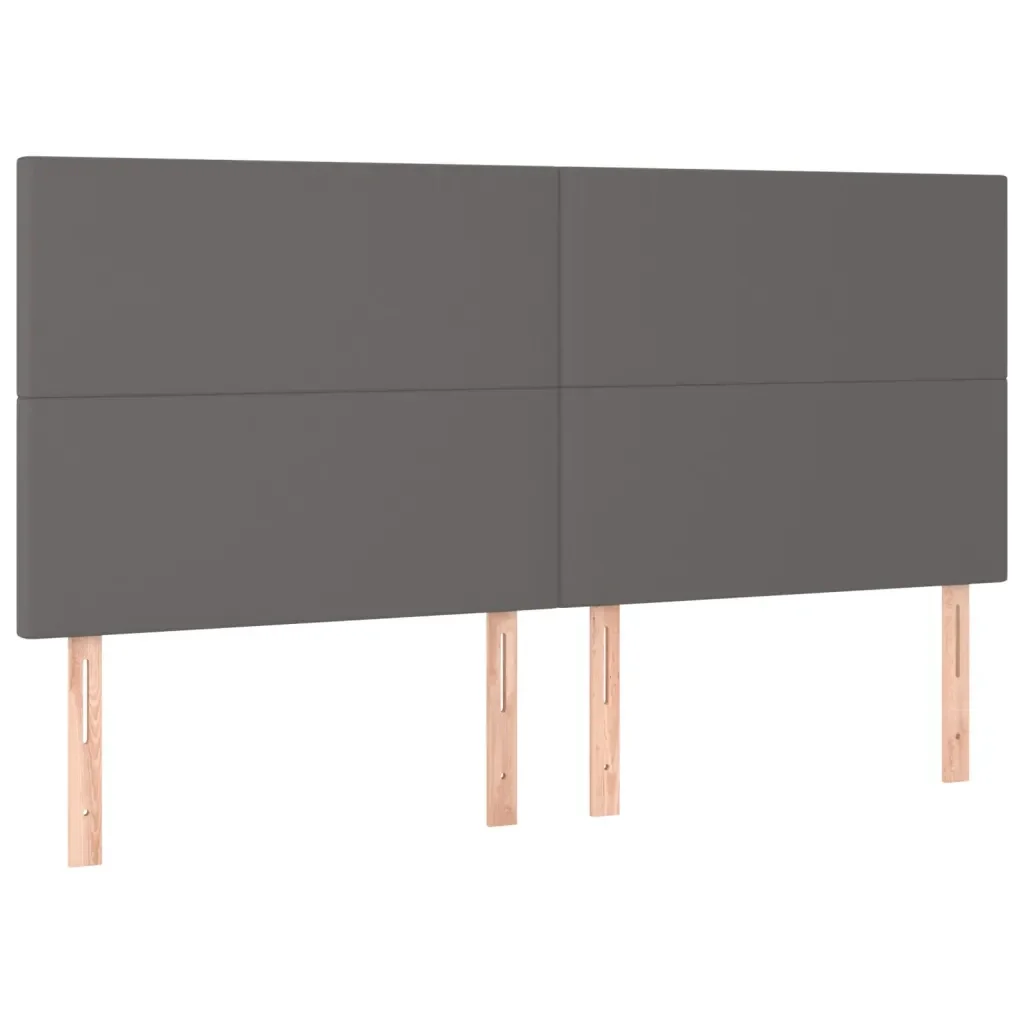 Letto matrimoniale | Letto per adulti | Giroletto con Testiera Grigio 160x200 cm in Similpelle - Image 9