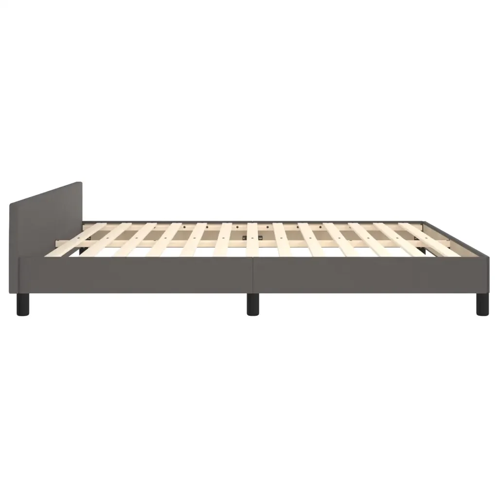 Letto matrimoniale | Letto per adulti | Giroletto con Testiera Grigio 180x200 cm in Similpelle - Image 7