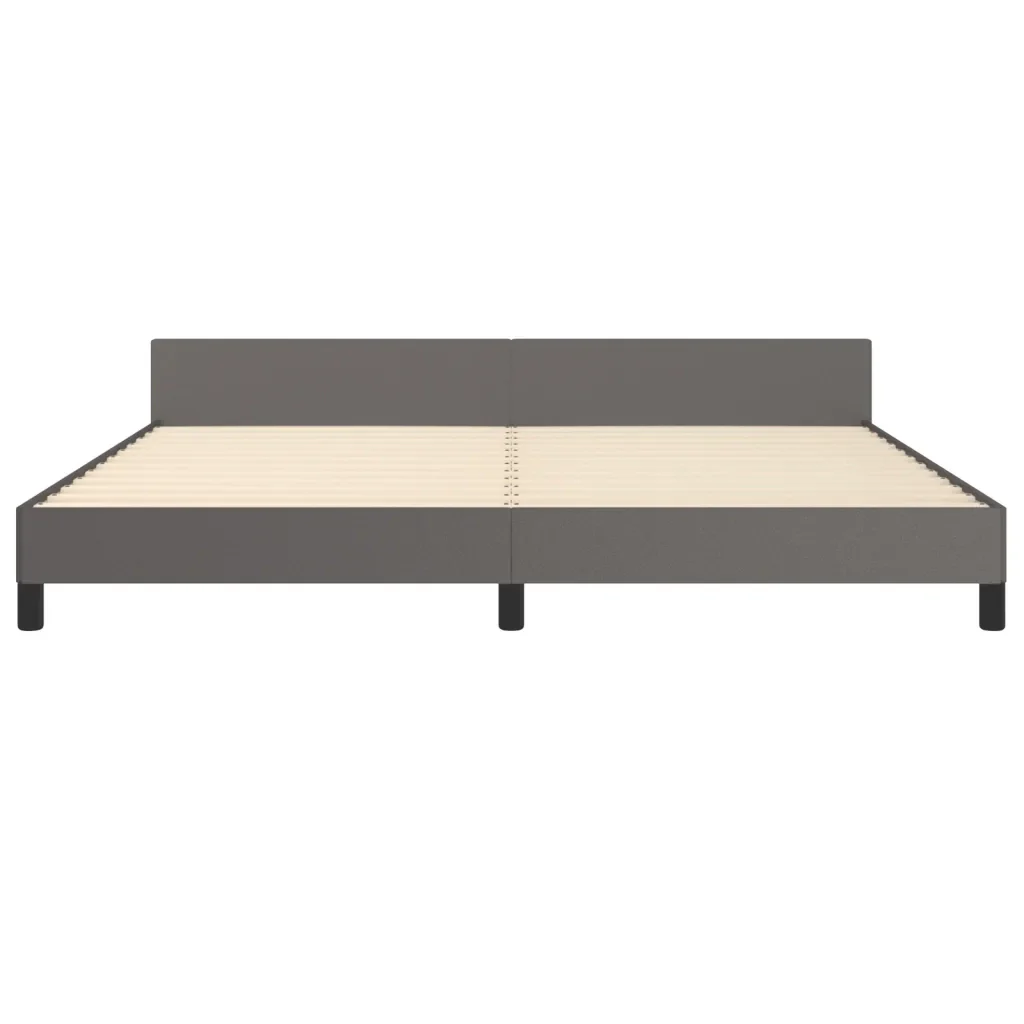 Letto matrimoniale | Letto per adulti | Giroletto con Testiera Grigio 200x200 cm in Similpelle - Image 6