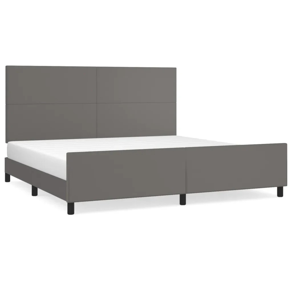 Letto matrimoniale | Letto per adulti | Giroletto con Testiera Grigio 200x200 cm in Similpelle