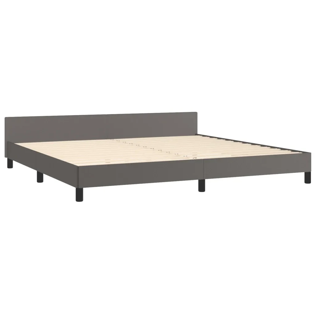 Letto matrimoniale | Letto per adulti | Giroletto con Testiera Grigio 200x200 cm in Similpelle - Image 5