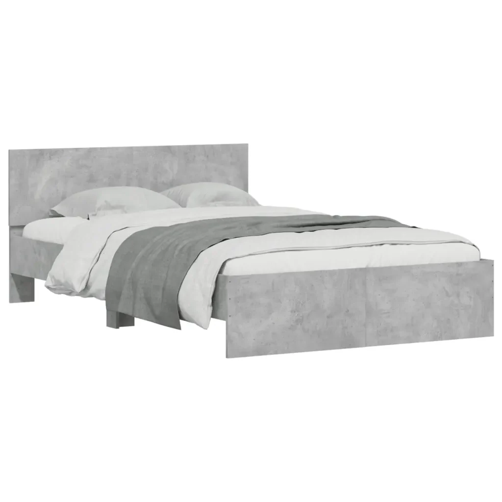 Letto matrimoniale | Letto per adulti | Giroletto con Testiera Grigio Cemento 120x200 cm - Image 4
