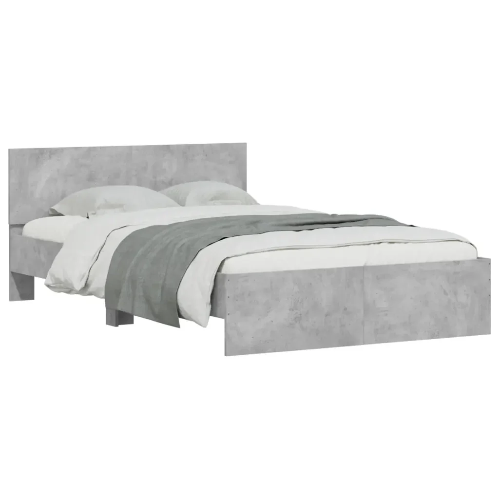 Letto matrimoniale | Letto per adulti | Giroletto con Testiera Grigio Cemento 135x190 cm - Image 4