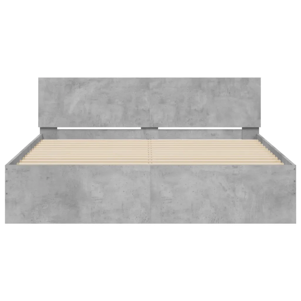 Letto matrimoniale | Letto per adulti | Giroletto con Testiera Grigio Cemento 140x200 cm - Image 5