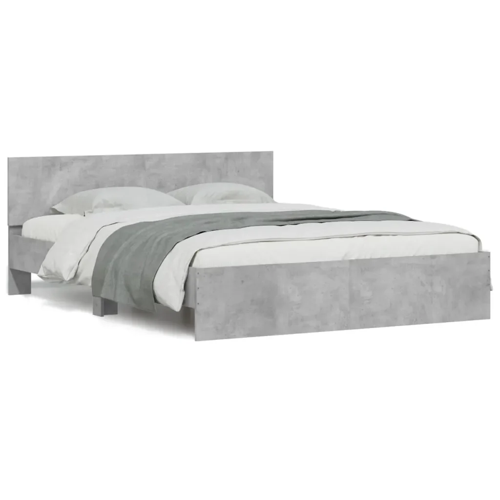 Letto matrimoniale | Letto per adulti | Giroletto con Testiera Grigio Cemento 150x200 cm