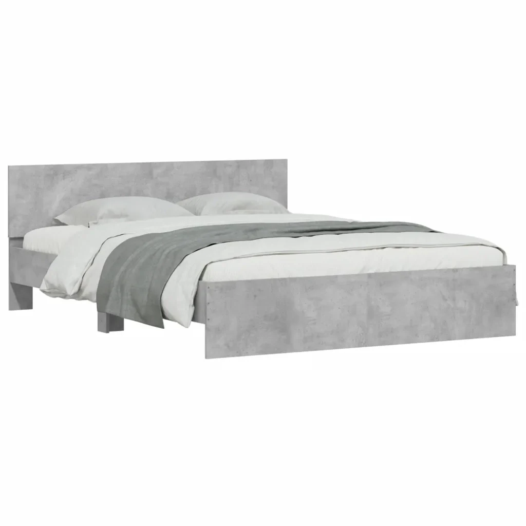 Letto matrimoniale | Letto per adulti | Giroletto con Testiera Grigio Cemento 150x200 cm - Image 4
