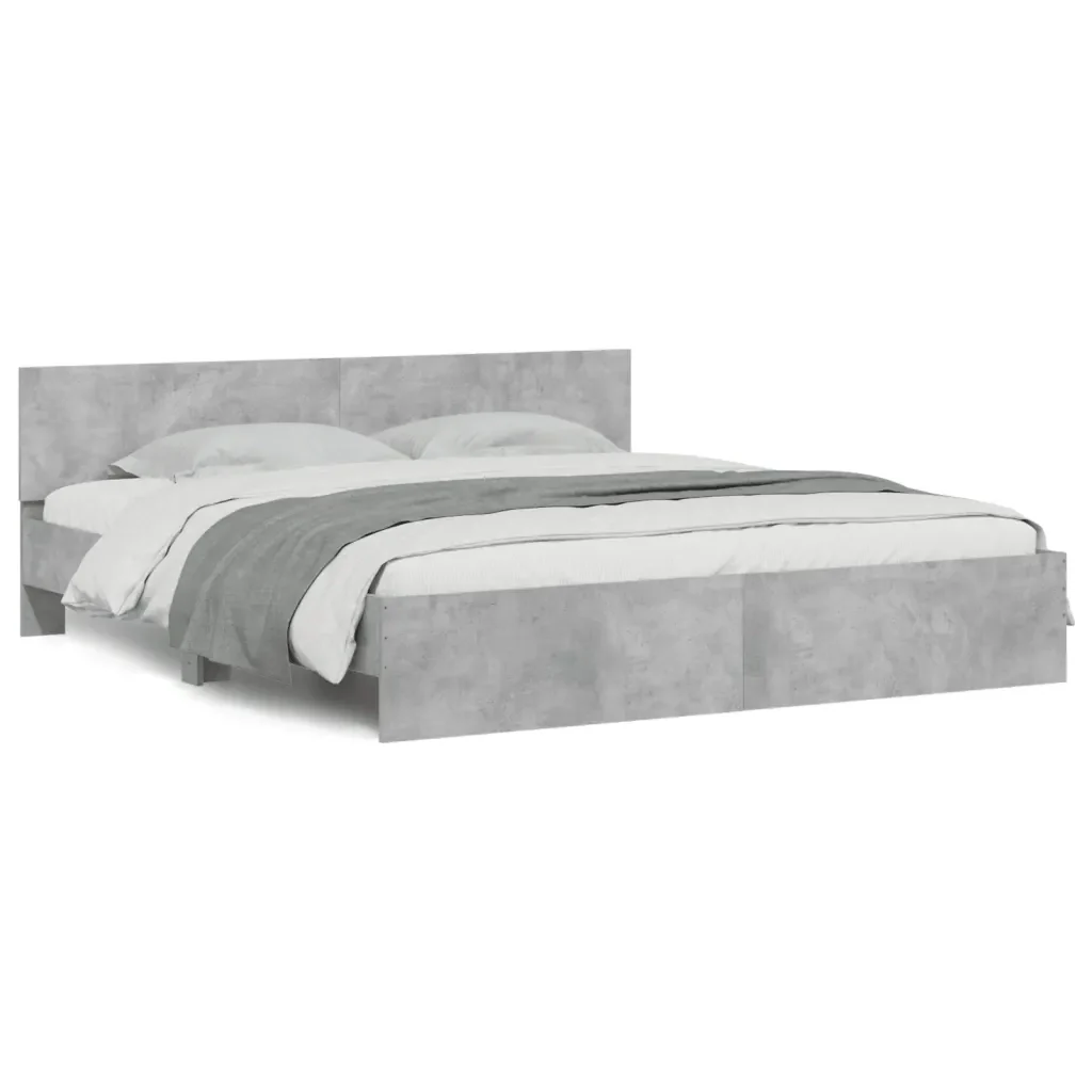 Letto matrimoniale | Letto per adulti | Giroletto con Testiera Grigio Cemento 160x200 cm
