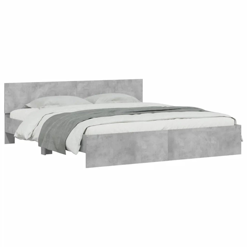 Letto matrimoniale | Letto per adulti | Giroletto con Testiera Grigio Cemento 160x200 cm - Image 3