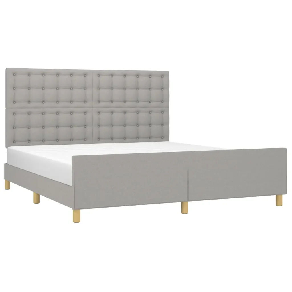 Letto matrimoniale | Letto per adulti | Giroletto con Testiera Grigio Chiaro 180x200 cm in Tessuto - Image 4