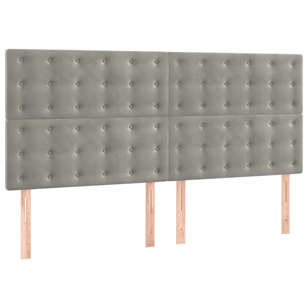 Letto matrimoniale | Letto per adulti | Giroletto con Testiera Grigio Chiaro 180x200 cm in Velluto - Image 8