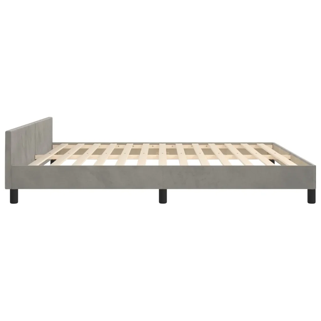 Letto matrimoniale | Letto per adulti | Giroletto con Testiera Grigio Chiaro 180x200 cm in Velluto - Image 7
