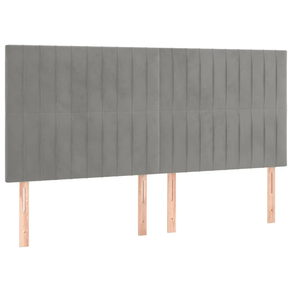 Letto matrimoniale | Letto per adulti | Giroletto con Testiera Grigio Chiaro 180x200 cm in Velluto - Image 8