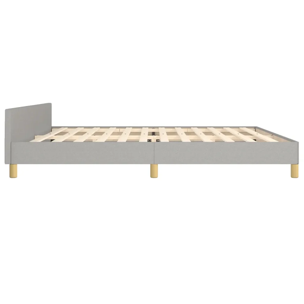 Letto matrimoniale | Letto per adulti | Giroletto con Testiera Grigio Chiaro 200x200 cm in Tessuto - Image 7