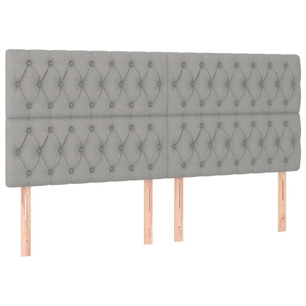 Letto matrimoniale | Letto per adulti | Giroletto con Testiera Grigio Chiaro 200x200 cm in Tessuto - Image 9