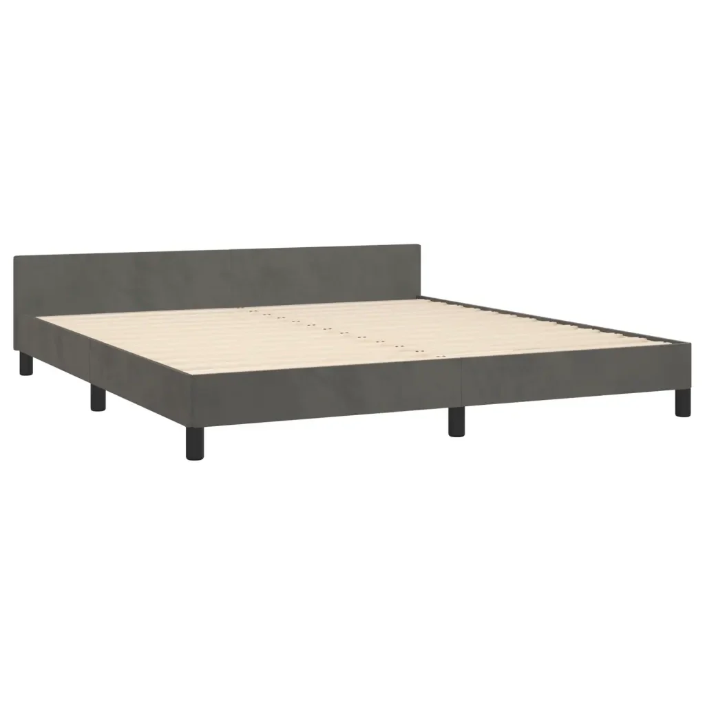 Letto matrimoniale | Letto per adulti | Giroletto con Testiera Grigio Scuro 180x200 cm in Velluto - Image 5