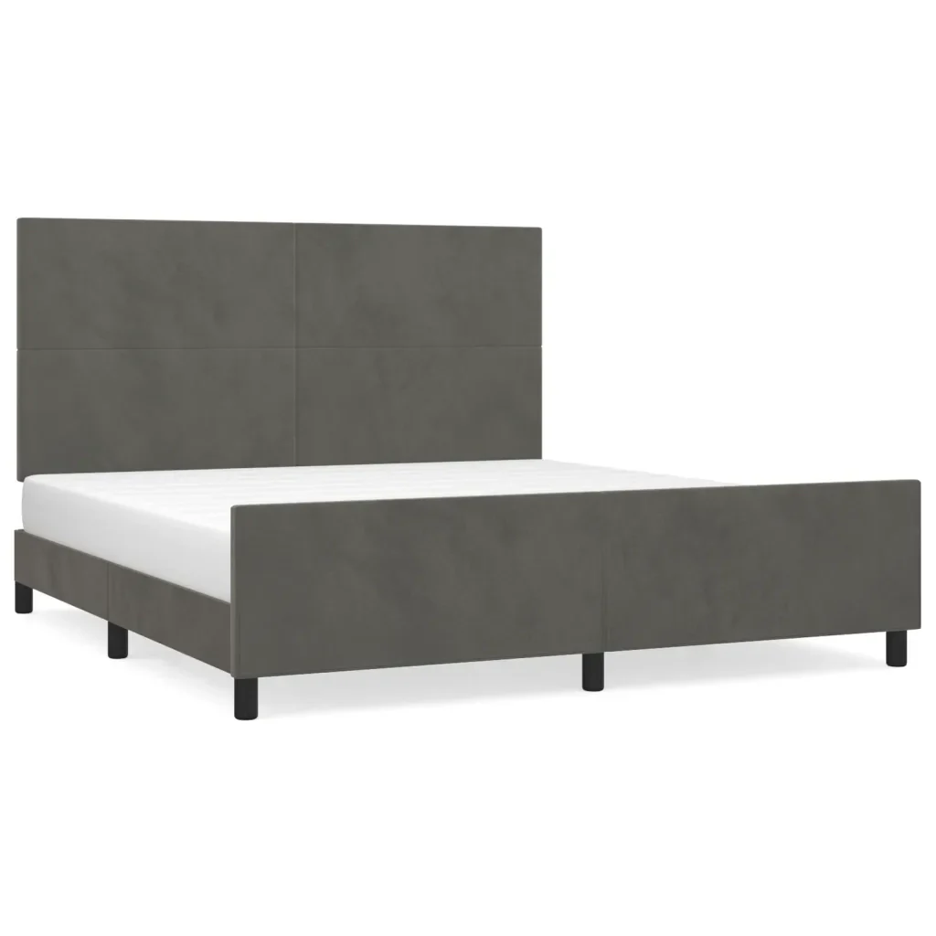 Letto matrimoniale | Letto per adulti | Giroletto con Testiera Grigio Scuro 180x200 cm in Velluto