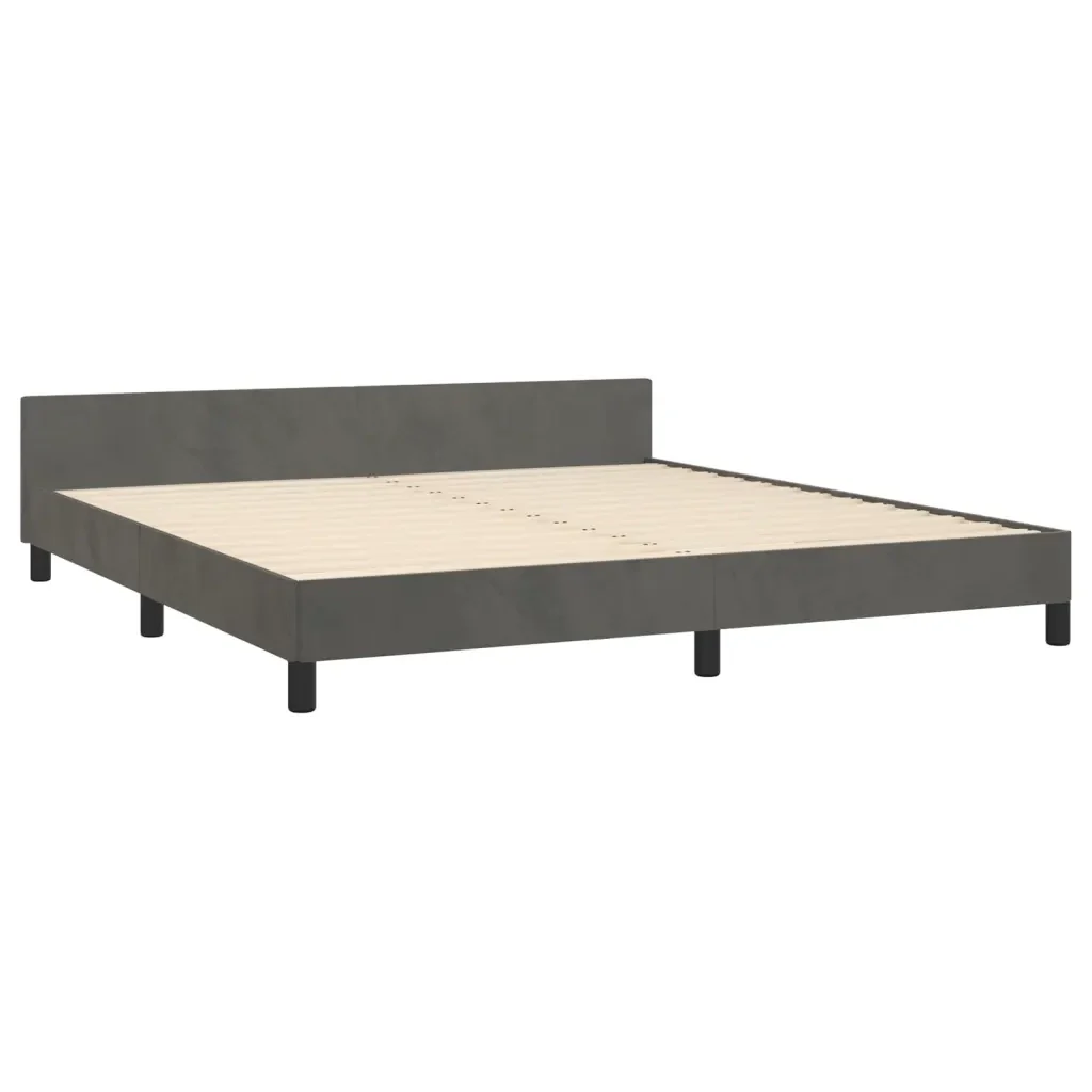 Letto matrimoniale | Letto per adulti | Giroletto con Testiera Grigio Scuro 180x200 cm in Velluto - Image 5