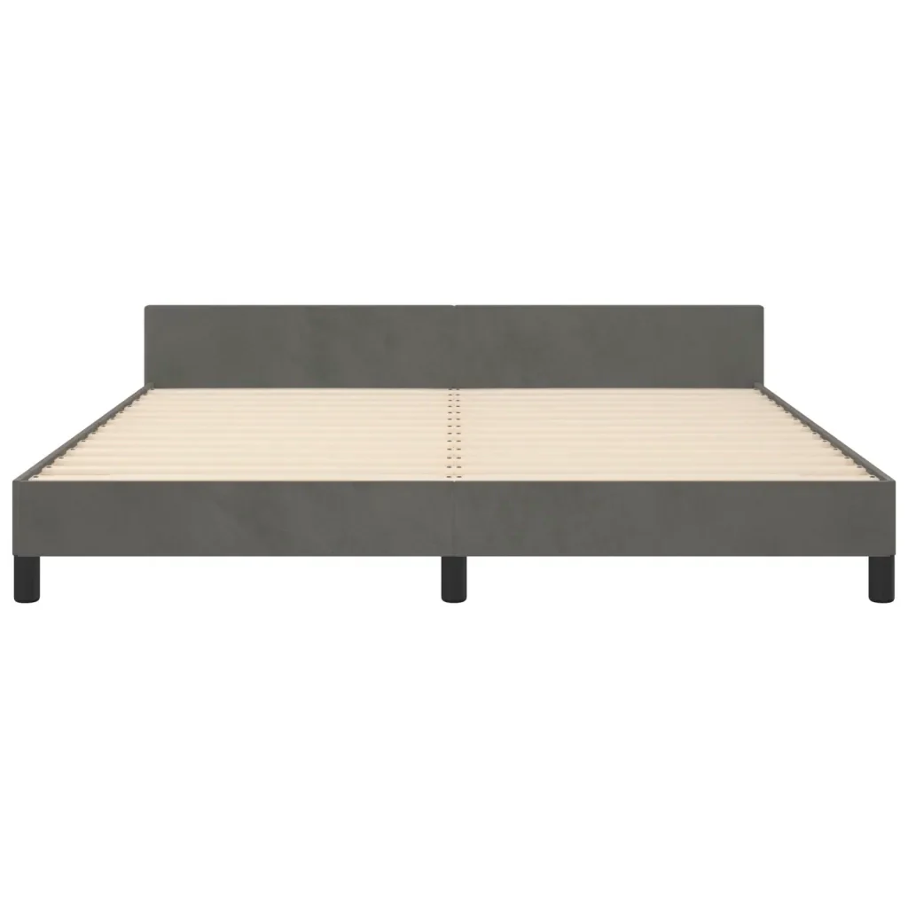 Letto matrimoniale | Letto per adulti | Giroletto con Testiera Grigio Scuro 180x200 cm in Velluto - Image 6
