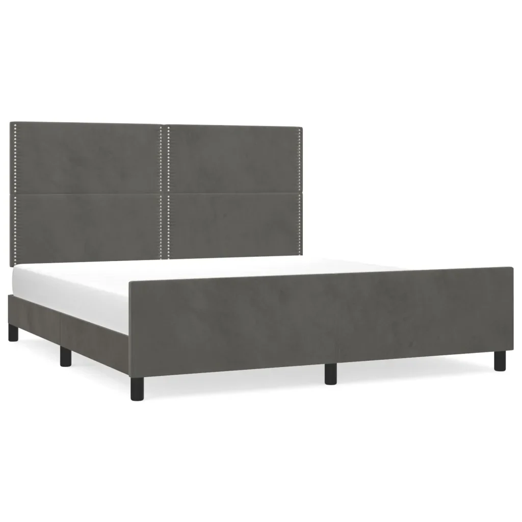Letto matrimoniale | Letto per adulti | Giroletto con Testiera Grigio Scuro 180x200 cm in Velluto