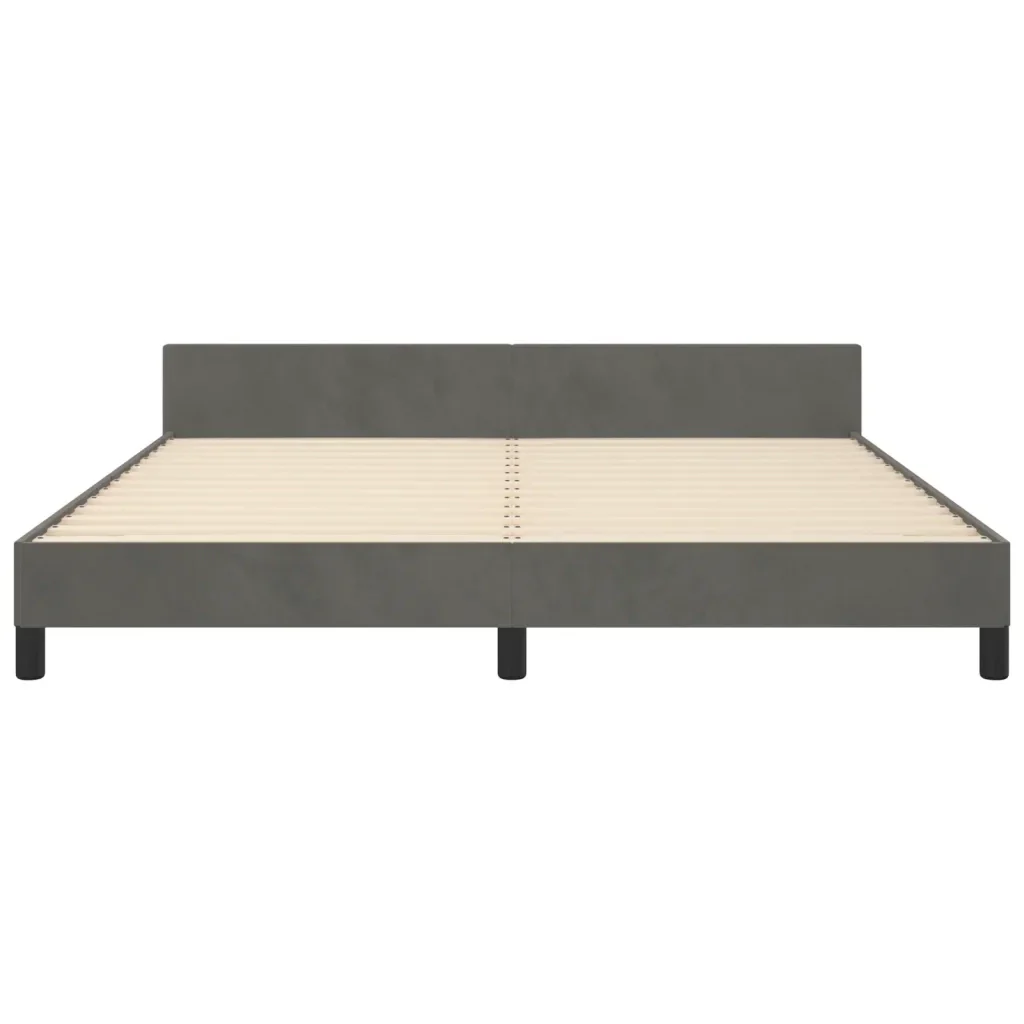 Letto matrimoniale | Letto per adulti | Giroletto con Testiera Grigio Scuro 180x200 cm in Velluto - Image 6