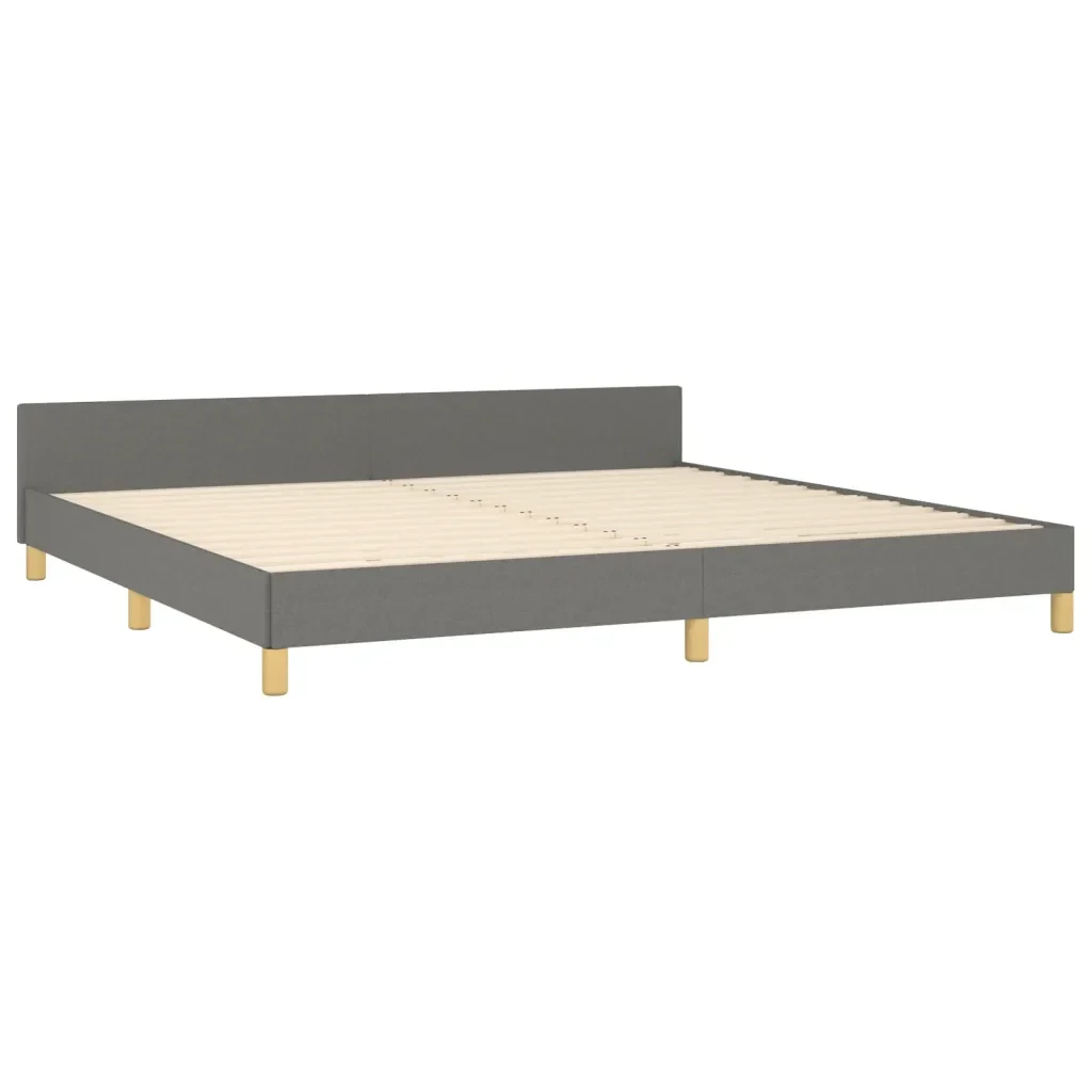 Letto matrimoniale | Letto per adulti | Giroletto con Testiera Grigio Scuro 200x200 cm in Tessuto - Image 5