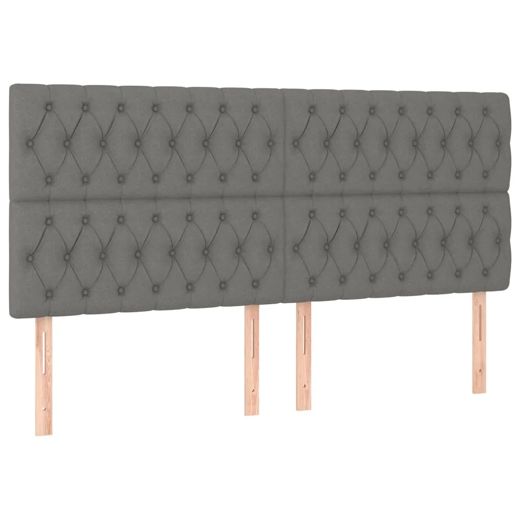 Letto matrimoniale | Letto per adulti | Giroletto con Testiera Grigio Scuro 200x200 cm in Tessuto - Image 9