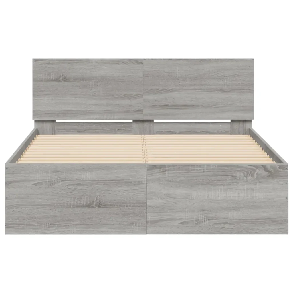 Letto matrimoniale | Letto per adulti | Giroletto con Testiera Grigio Sonoma 120x190 cm - Image 5