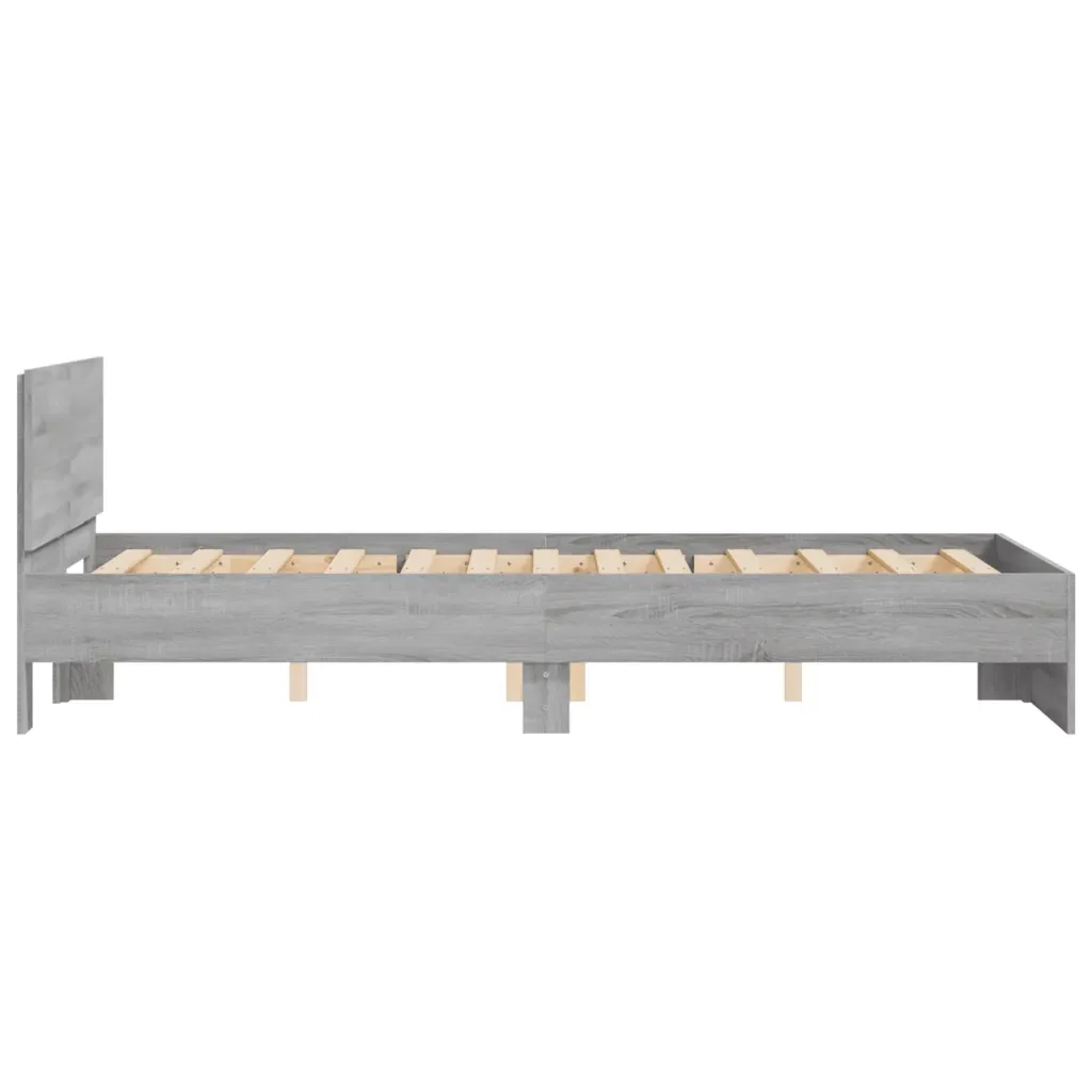 Letto matrimoniale | Letto per adulti | Giroletto con Testiera Grigio Sonoma 135x190 cm - Image 6