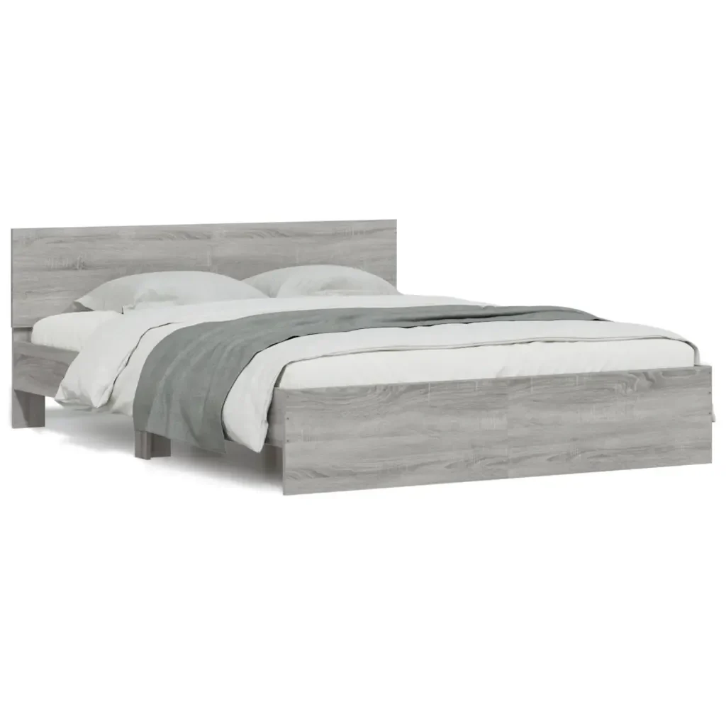 Letto matrimoniale | Letto per adulti | Giroletto con Testiera Grigio Sonoma 140x190 cm