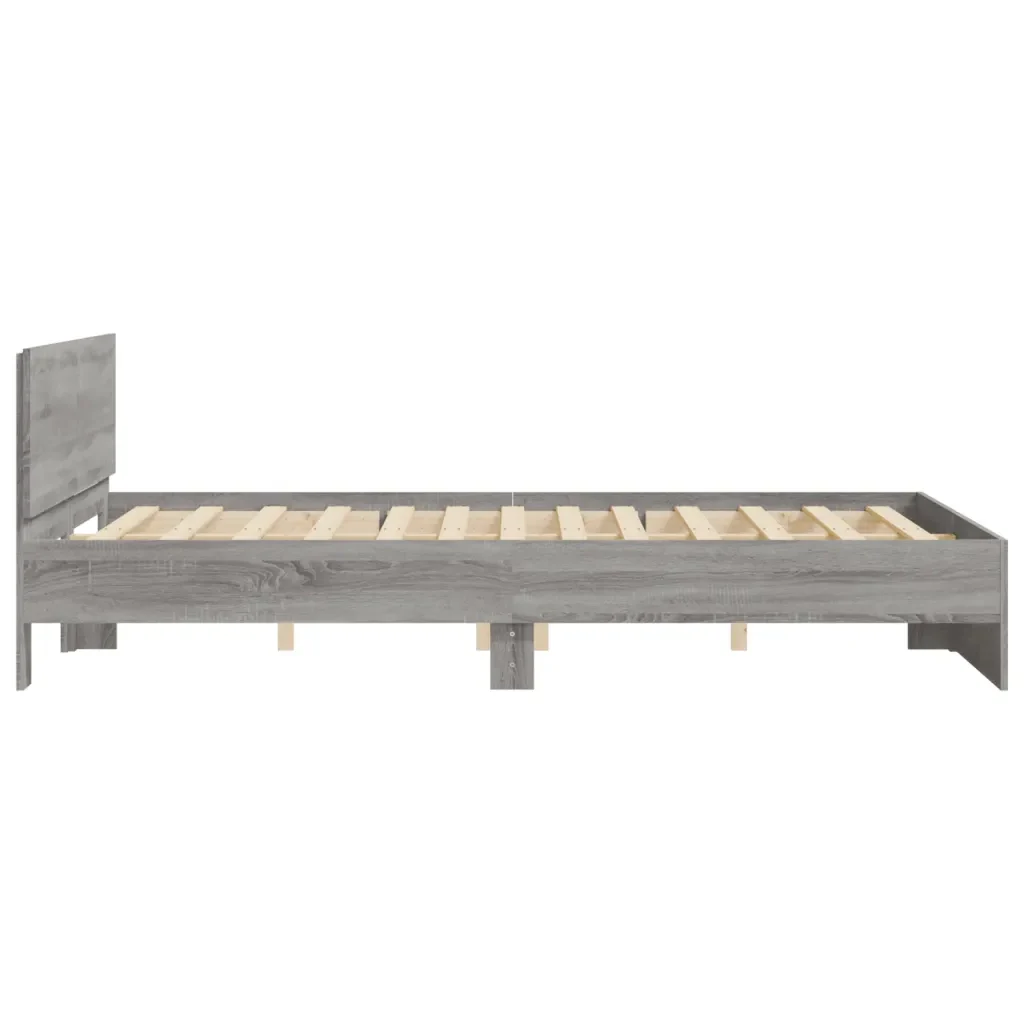 Letto matrimoniale | Letto per adulti | Giroletto con Testiera Grigio Sonoma 140x200 cm - Image 6
