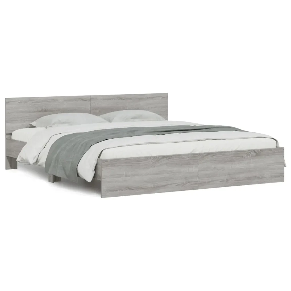 Letto matrimoniale | Letto per adulti | Giroletto con Testiera Grigio Sonoma 180x200 cm