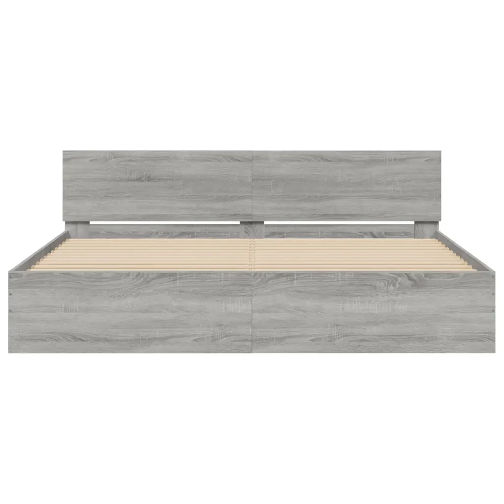 Letto matrimoniale | Letto per adulti | Giroletto con Testiera Grigio Sonoma 180x200 cm - Image 5