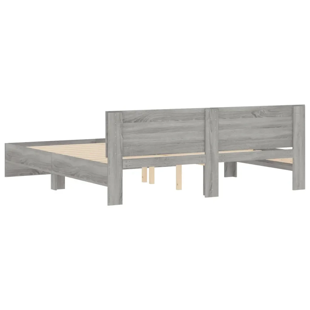 Letto matrimoniale | Letto per adulti | Giroletto con Testiera Grigio Sonoma 180x200 cm - Image 7