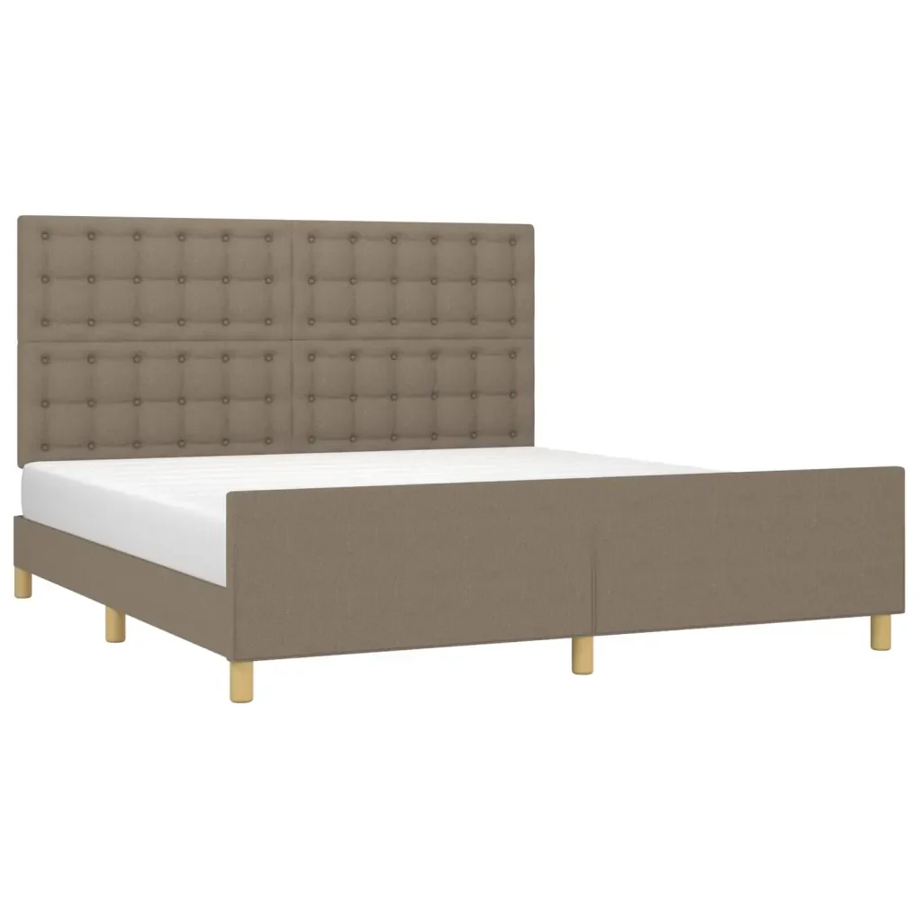 Letto matrimoniale | Letto per adulti | Giroletto con Testiera Grigio Tortora 180x200 cm in Tessuto - Image 3