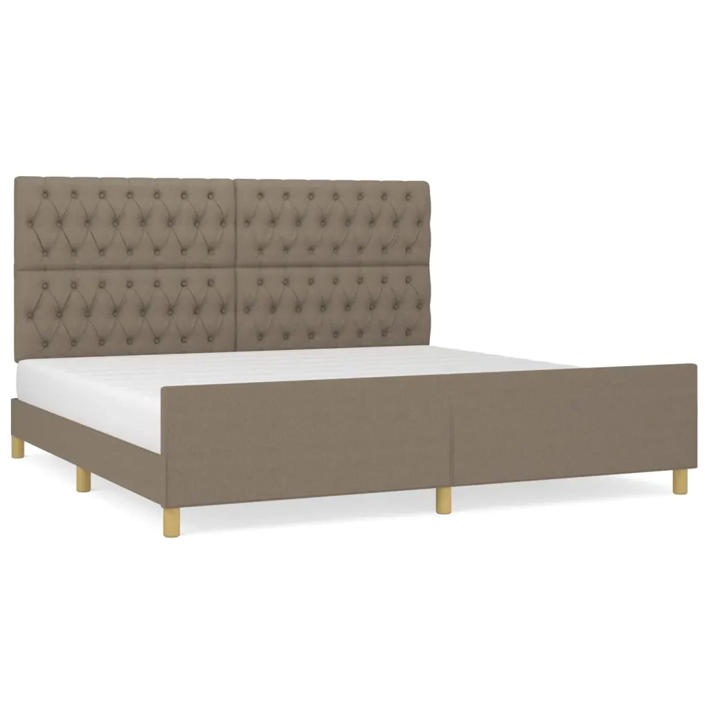 Letto matrimoniale | Letto per adulti | Giroletto con Testiera Grigio Tortora 200x200 cm in Tessuto