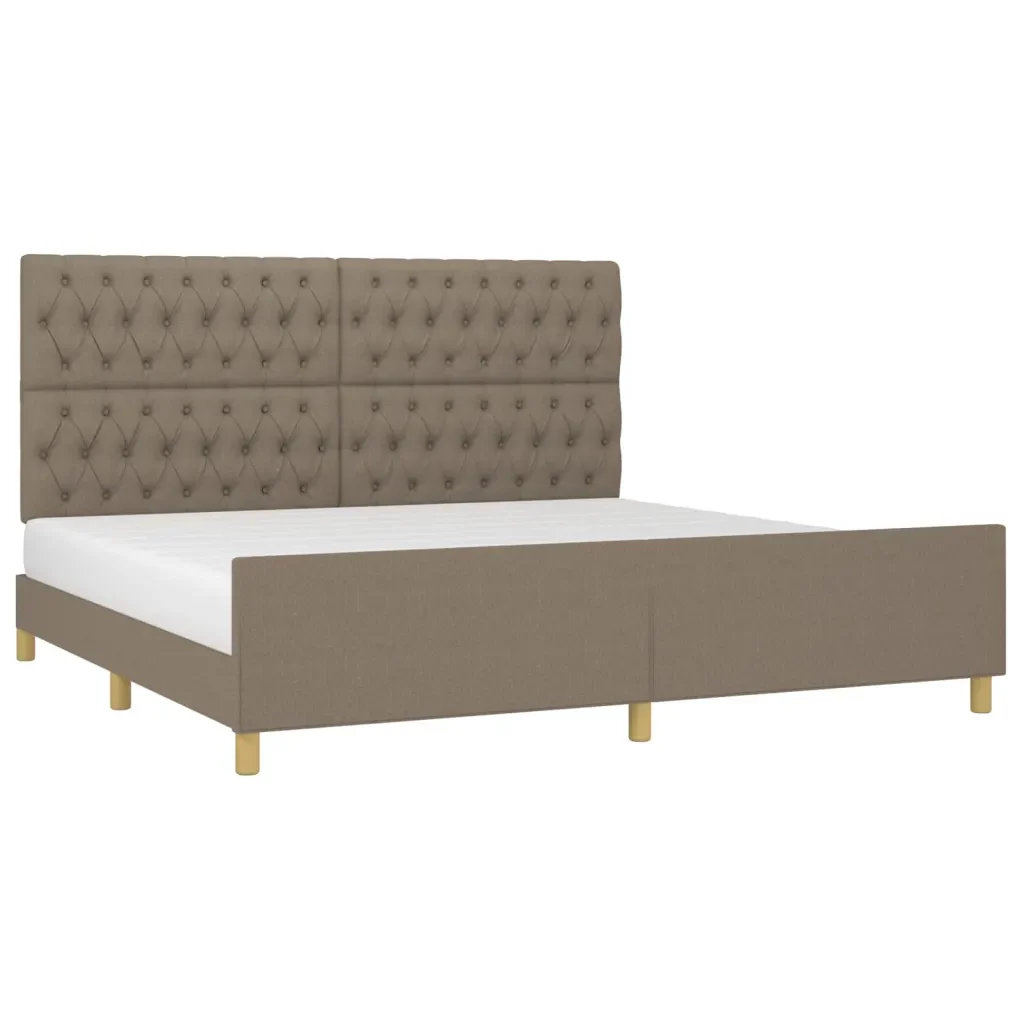 Letto matrimoniale | Letto per adulti | Giroletto con Testiera Grigio Tortora 200x200 cm in Tessuto - Image 4