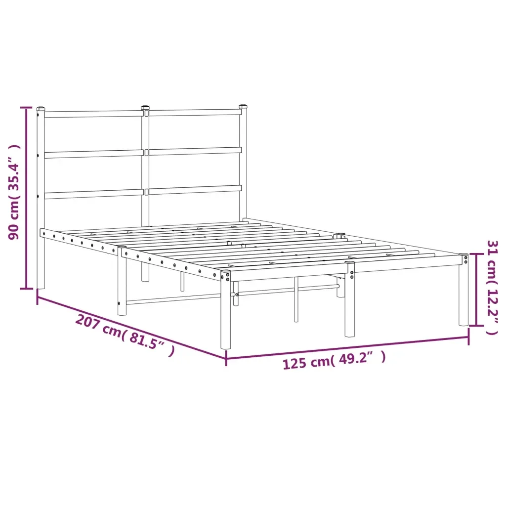 Letto matrimoniale | Letto per adulti | Giroletto con Testiera in Metallo Bianco 120x200 cm - Image 10