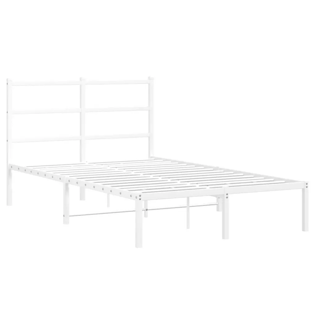Letto matrimoniale | Letto per adulti | Giroletto con Testiera in Metallo Bianco 120x200 cm - Image 3