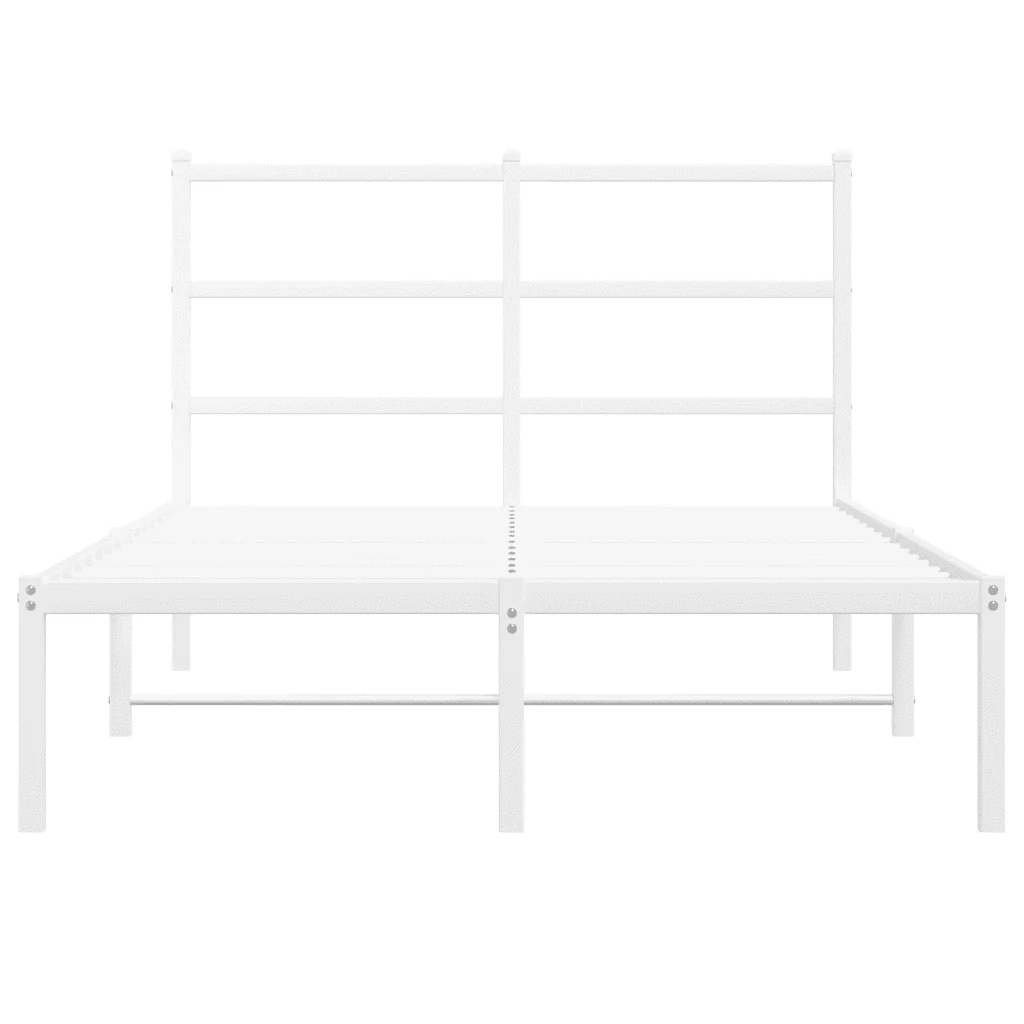 Letto matrimoniale | Letto per adulti | Giroletto con Testiera in Metallo Bianco 120x200 cm - Image 5