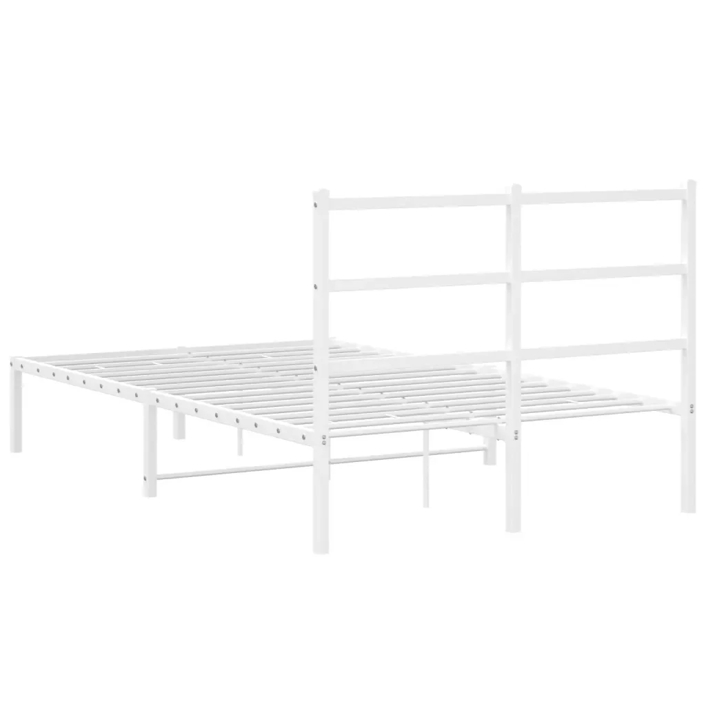 Letto matrimoniale | Letto per adulti | Giroletto con Testiera in Metallo Bianco 120x200 cm - Image 7