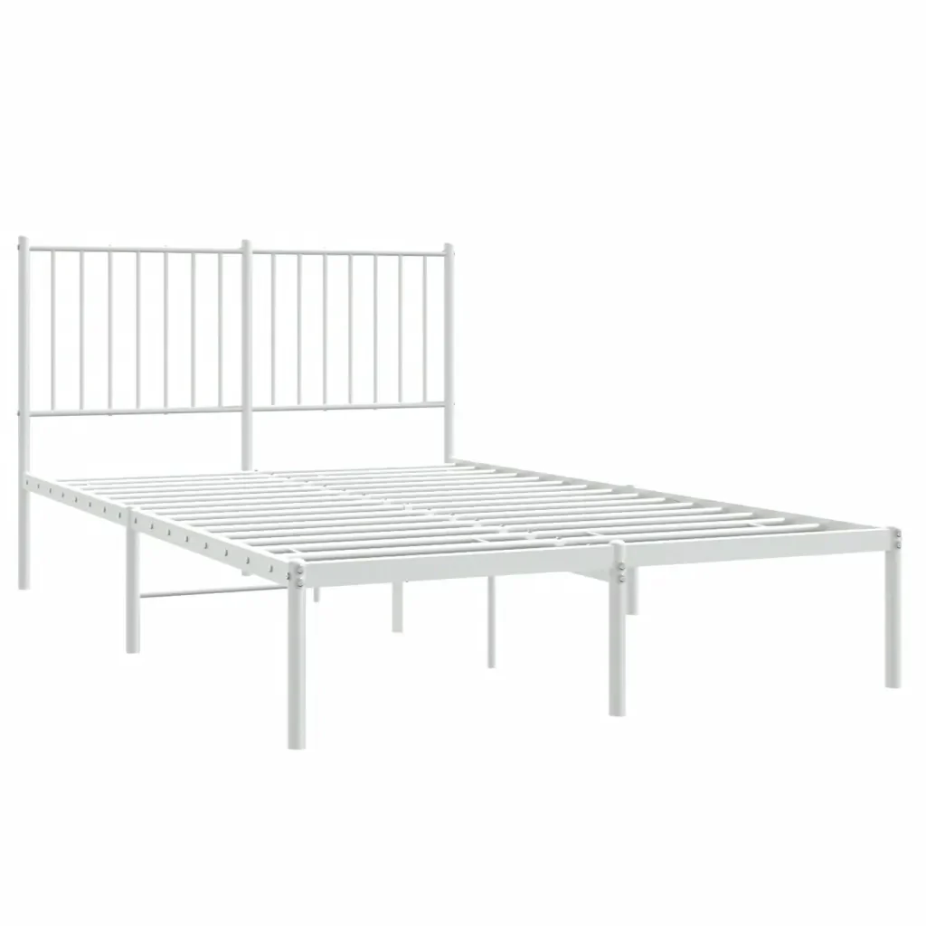 Letto matrimoniale | Letto per adulti | Giroletto con Testiera in Metallo Bianco 120x200 cm - Image 4