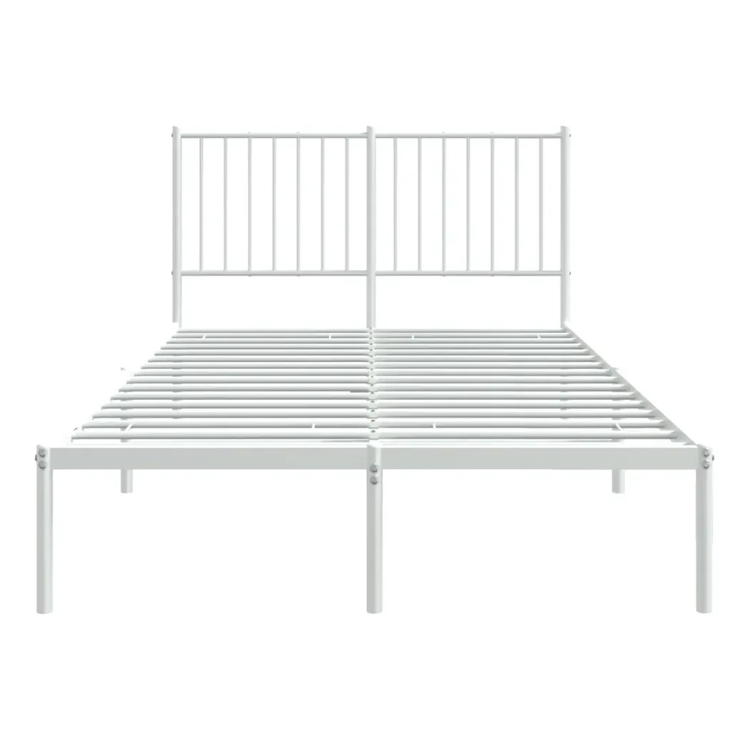 Letto matrimoniale | Letto per adulti | Giroletto con Testiera in Metallo Bianco 120x200 cm - Image 5
