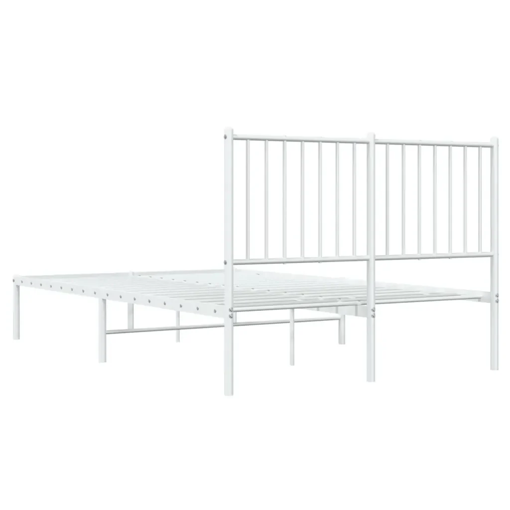 Letto matrimoniale | Letto per adulti | Giroletto con Testiera in Metallo Bianco 120x200 cm - Image 7
