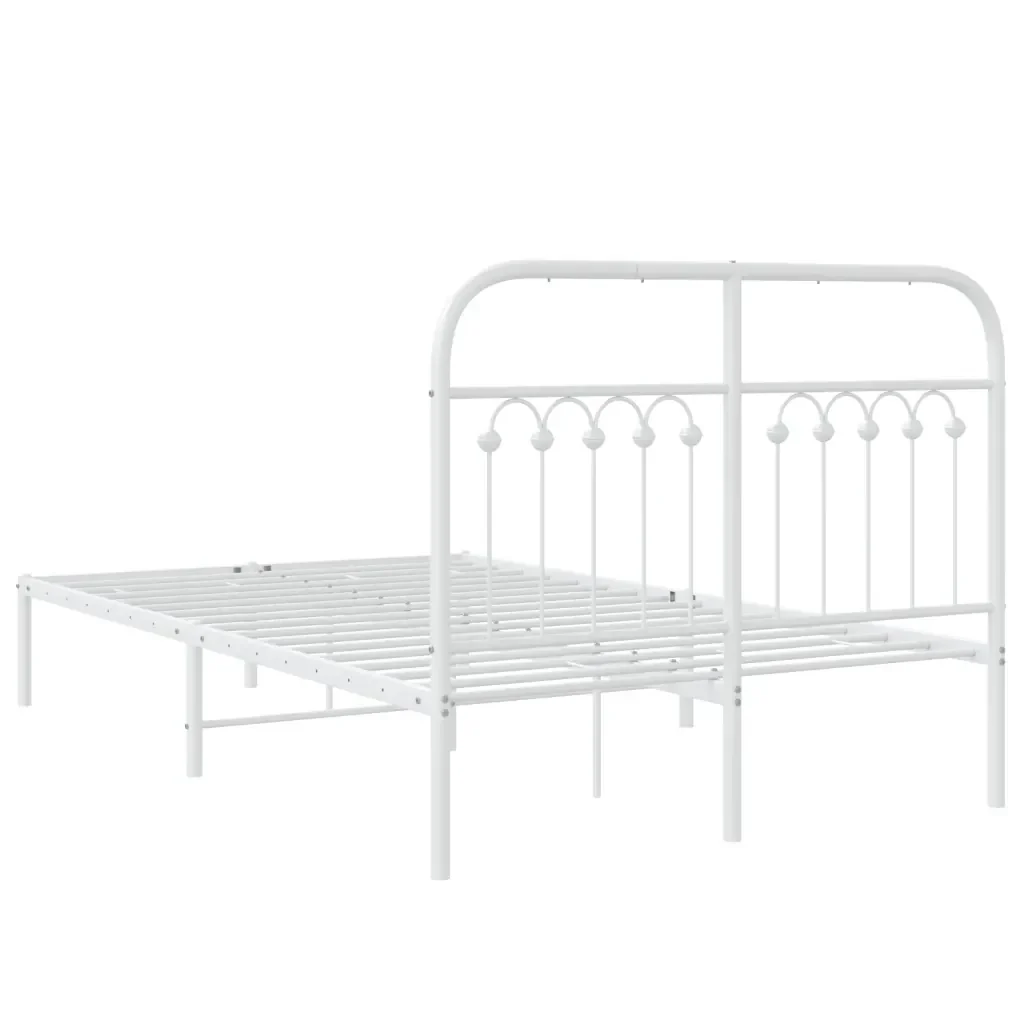 Letto matrimoniale | Letto per adulti | Giroletto con Testiera in Metallo Bianco 120x200 cm - Image 6